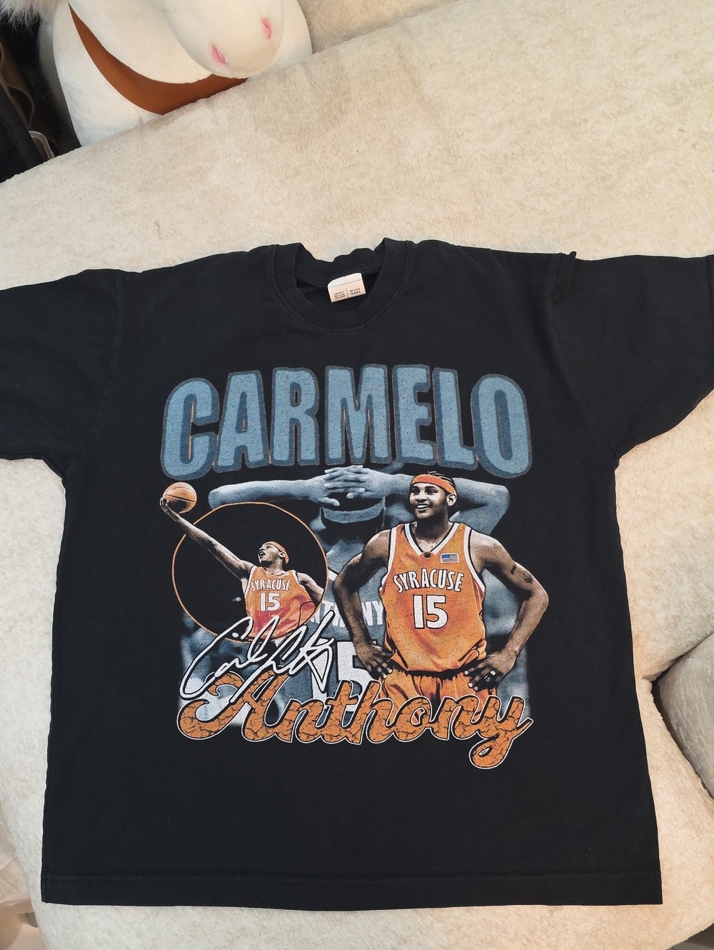 Carmelo Anthony Syracuse #15 Black and Orange Graphic Tee M